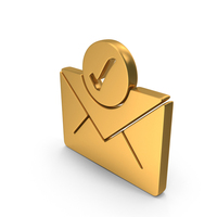 Gold Mail Tick Mark Symbol PNG & PSD Images
