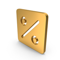 Gold Square Percent Symbol PNG & PSD Images