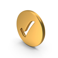 Gold Tick Mark Round Symbol PNG & PSD Images