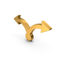 Gold Two Way Directional Arrow Choice Symbol PNG & PSD Images
