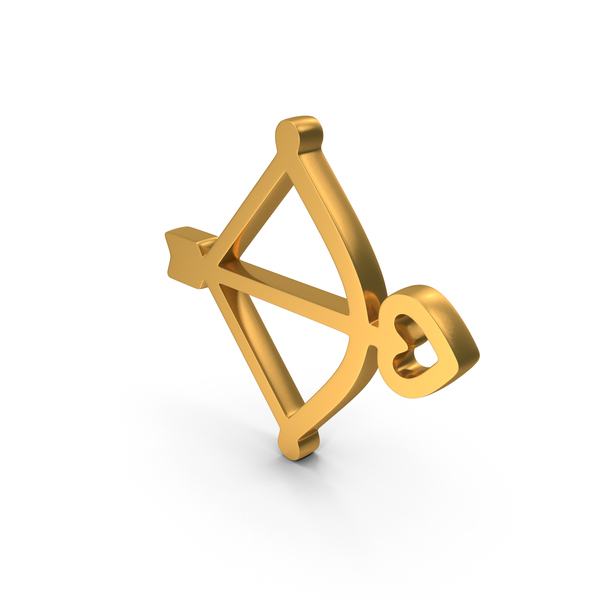 Bow With Heart Arrow Icon Gold PNG & PSD Images
