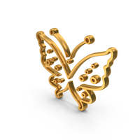 Out Line Butterfly Icon Gold PNG & PSD Images