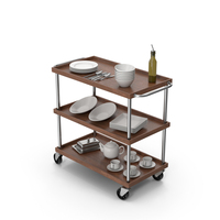Service Trolley Set Dark Wood PNG & PSD Images