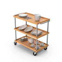 Wooden Service Trolley Set PNG & PSD Images