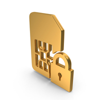 Sim Card With PadLock Icon Gold PNG & PSD Images