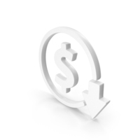 White Cost Reduction Dollar Icon PNG & PSD Images