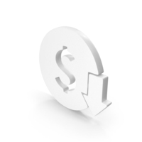 White Dollar Cost Reduction Icon PNG & PSD Images