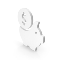 White Piggy Bank With Dollar Icon PNG & PSD Images