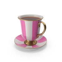 Stripe Pink Cup of Tea PNG & PSD Images