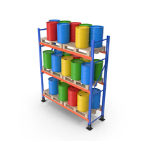 Pallet Rack And Colored Barrels PNG & PSD Images