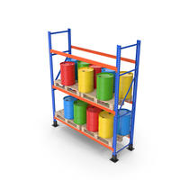 Pallet Rack And Colored Barrels PNG & PSD Images
