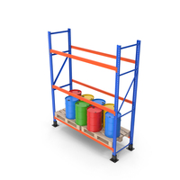 Pallet Rack And Colored Barrels PNG & PSD Images