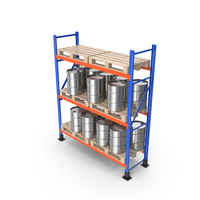 Pallet Rack And Steel Barrels PNG & PSD Images