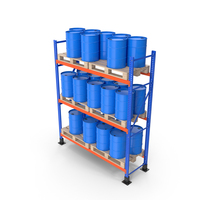 Blue Barrels On Pallet Rack PNG & PSD Images