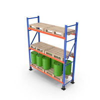 Pallet Rack And Green Barrels PNG & PSD Images
