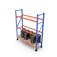 Pallet Rack And Black Barrels PNG & PSD Images