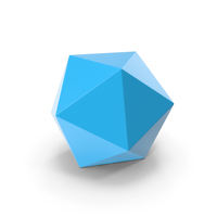 Blue Icosahedron Basic Geometric Shape PNG & PSD Images