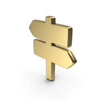 Gold Two Opposite Arrows Signboard Symbol PNG & PSD Images