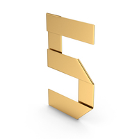 Gold Ribbon Number 5 PNG & PSD Images