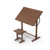 Dark Wood Draft Table And Stool PNG & PSD Images