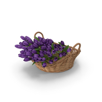 Two Handles Basket With Tulips PNG & PSD Images