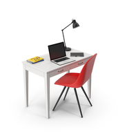 White Desk Set PNG & PSD Images