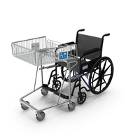 Wheelchair With Disabled Persons Shopping Cart PNG & PSD Images