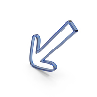 Blue Glass Diagonally Down Arrow Outline Symbol PNG & PSD Images