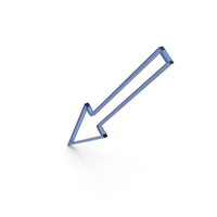 Blue Glass Diagonally Down Arrow Outline Symbol PNG & PSD Images