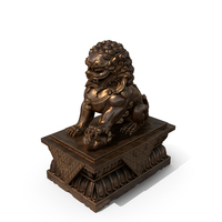 Bronze Chinese Guardian Lion Statue PNG & PSD Images