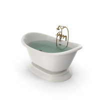Cast Iron Double Slipper Pedestal Tub With Water PNG & PSD Images