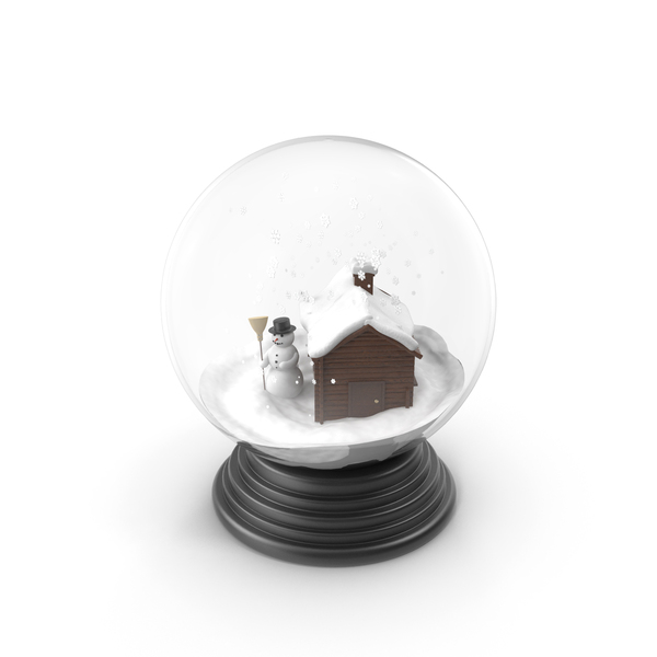 Snowglobe With Snowman And Cottage PNG & PSD Images