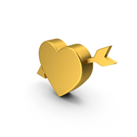 Heart with Arrow Gold PNG & PSD Images