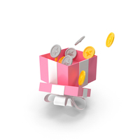 Open Gift Box With Gold & Silver Coins PNG & PSD Images