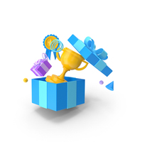 Open Gift Box With Trophy PNG & PSD Images