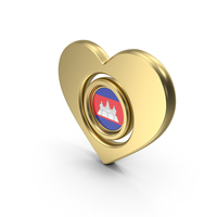 Gold Flag Heart Icon Of Cambodia PNG & PSD Images