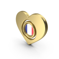 Gold Flag Heart Icon Of France PNG & PSD Images