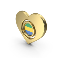 Gold Flag Heart Icon Of Gabon PNG & PSD Images