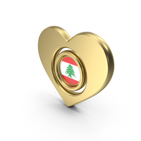 Gold Flag Heart Icon Of Lebanon PNG & PSD Images