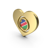 Gold Flag Heart Icon Of Namibia PNG & PSD Images