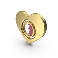 Gold Flag Heart Icon Of Qatar PNG & PSD Images