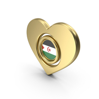 Gold Flag Heart Icon Of Sahrawi Arab Democratic Republic PNG & PSD Images