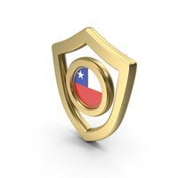 Gold Flag Shield Icon Of Chile PNG & PSD Images