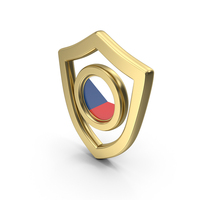 Gold Flag Shield Icon Of Czech Republic PNG & PSD Images