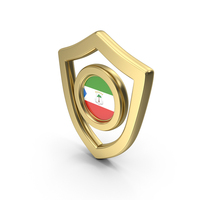 Gold Flag Shield Icon Of Equatorial Guinea PNG & PSD Images