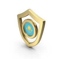 Gold Flag Shield Icon Of Kazakhstan PNG & PSD Images
