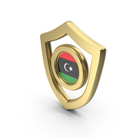 Gold Flag Shield Icon Of Libya PNG & PSD Images