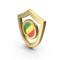 Gold Flag Shield Icon Of Republic Of Congo PNG & PSD Images