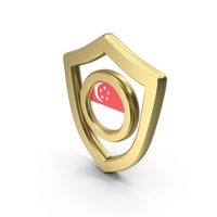 Gold Flag Shield Icon Of Singapore PNG & PSD Images