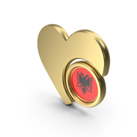 Gold Flag Heart Icon Of Albania PNG & PSD Images